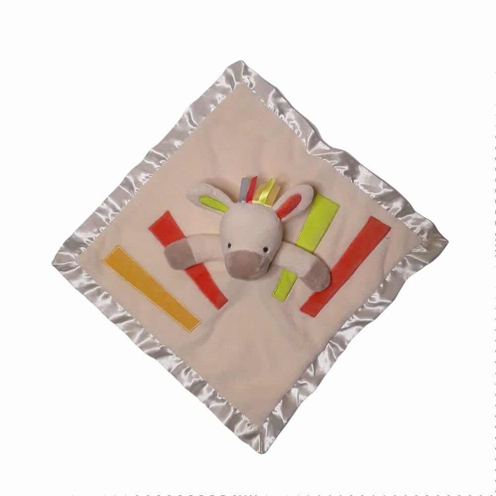 Douglas Baby Cream Zebra Lovey Yellow Green Orange Stripe Horse Security Blanket